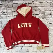 Levi’s Kids Red Retro Big Logo Rugged Style Soft Lining Pullover Hoodie Size M