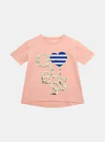 GUESS Girl's Orange Short Sleeve T-Shirt in Peach Size: 16, Spandex