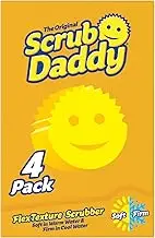 Scrub Daddy Original 4 Pack, Cleaning Sponges for Washing Up, Dish and Kitchen Sponge - as Used by Mrs Hinch, Non Scratch Multi-Use Scrubbing, with FlexTexture Firm and Soft Design, Dishwashing Safe