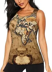 [OAZCVBNN] Old Stained World Map Print Hot Summer Sleeveless Tops Athletic Tank Tops Gym Active Lifestyles Casual Outings