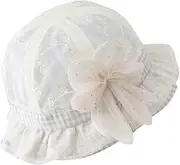 [Kisangel] with Lace Design and Elastic Rope Lightweight Fisherman Hat for Sun Protection Cute Summer Hat for Outdoor Activities Beige