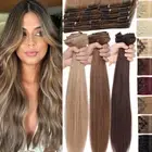 Double Wefted Clip In Remy Human Hair Extensions Thick Full Head Dirty Highlight