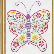 Whimsy Wings Cross Stitch Kit - Fluttering Butterfly Design, Complete with White