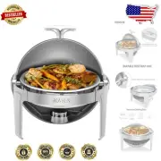 6 Quart Roll Top Chafing Dish Set - Elegant Stainless Steel Buffet Solution