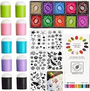 DIY Sponge Finger Painting Kit,with 20 Colors Inkpad and 10 PCS Finger Painting Spong,DIY Craft Drawing Tools for Painting