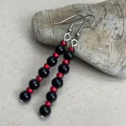 Long Bead Earrings, Glass Beads, 1.5” Inches Long, French Ear Wires
