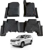AUSGO Car Floor Mats Compatible with Toyota Landcruiser Prado 150 Series 7 Seats 2009-2024, Heavy Duty All-Weather 5D TPE Floor Liners with Door Sill Coverage