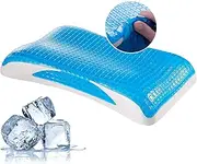 [EUCIOR] Cooling Gel Pillow,Memory Foam Pillow,Cooling Orthopedic Memory Pillow for Side Back Stomach Sleeper,A Relaxed Sleeping Experience - Pack of 1(Queen Size), White Green (Bed-Pillows)