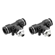 2pcs Male Branch Tee 1/2" Tube OD x 1/8" NPT Thread PT1/2-N01, Black