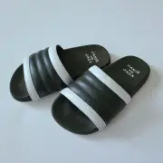 Janie and Jack 9 Boys 2021 Summer Black/White Leather Slides Sandals BA1-4