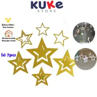 在飛比找蝦皮購物優惠-Kuke 雪花內容 7 件套壁掛星形空心閃光婚禮生日派對裝飾