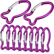 LAPYAPPE Climbing Carabiner Hooks 10pcs Aluminum Fish Shape Snap Carabiner Clips for Outdoor Activities Keyring