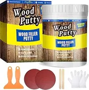 Wood Filler Putty - Natual Wood Putty Filler, Wood Filler Paintable, Stainable. Wood Furniture Repair Kit Can Quickly Repair Damaged Holes, Cracks and Chips. Wood Crack Filler - 9.87 Ounce