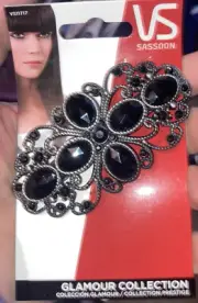 Vidal Sassoon Glamour Collection Hair Clip Gun Metal Bling Metal 3 Inch