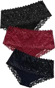 [Floerns] Women's Plus Size 2 Pack Lace Seamless V-Strings Thong Panties Set