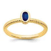 14K Yellow Gold Oval Bezel Sapphire Ring