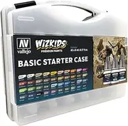 Acrylicos Vallejo Wizkids Premium Paint Basic Starter Case 40 Piece Set