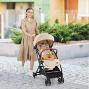 CostwayCanopy Stroller with Adjustable 95°- 175°Backrest for Baby-Beige