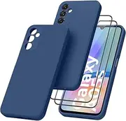 [Leonids] Silicone Case for Samsung Galaxy A05s Case with 2 Pack Screen Protectors, Soft Silicone Case Cover for Samsung Galaxy A05s Smartphone (Navy Blue)