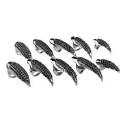 10 Pcs Halloween Costume Claws Fake Nail Ring Set 3-Size Gothic Full Finger Ring Black Black Gun Plated