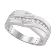 14k White Gold Round Diamond Single Row Wedding Band Ring 1/4 Cttw