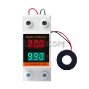 AC60-500V Din Rail LCD Digital AC Voltmeter Ammeter Electricity Meter 0.00-99.9A