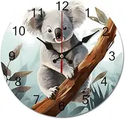 [GBNMQED] Wooden Wall Clocks Battery Operated Silent Non Ticking Koala and Butterfly Printed Wall Clock for Kitchen Living Room Bedroom Office 9.8 Inches