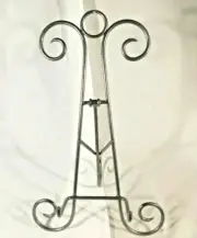 Easel Display Stand XL Large Size Scroll Design Dark Silver Folding