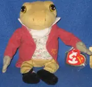 TY MR JEREMY FISHER (RARE GOLD LETTERS) BEANIE BABY - UK EXCLUSIVE - MINT TAGS