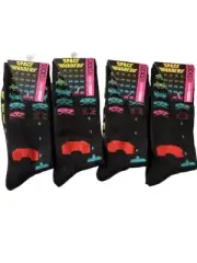 New Retro Space Invaders Crew Socks 4 Pair Size 6-12 Taito 150631 1978 Vintage