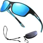 Hagell Introducing Polarized Sports Sunglasses for Men Driving Cycling Fishing Sun Glasses 100% UV Protection Goggles, Blue Mirror, Biking, Hiking, Running