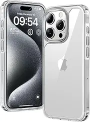TAURI for iPhone 15 Pro Case 6.1", Military-Grade Protection, [Anti-Yellowing] Shockproof Transparent Back Bumper Phone Cover - Clear