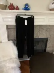 NWT Eileen Fisher Black Velvet Organic Cotton Straight F/L Pants Size M MSRP$168