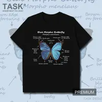 在飛比找ETMall東森購物網優惠-圖案大藍閃蝶生物學科短袖T恤