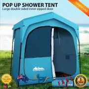 Weisshorn Pop Up Camping Shower Tent Portable Toilet Outdoor Change Room Blue AU