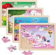 SYNARRY Unicorn Mermaid Princess Fairy Wooden Puzzles for Kids Ages 3-5, 4 Packs 24 PCs Jigsaw Puzzles for Kids Ages 4-6, Preschool Toys Gifts for Toddlers 3 4 5 6 Year Old Girls