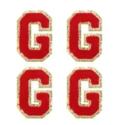 4Pcs Chenille Letter Patches Iron on Letter Patches Red G Alphabet Decorative