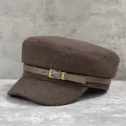 Women Chic Military Style Cap Adjustable Sailor Flat Top Army Cadet Hat