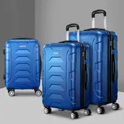 20" 24" 28" Wanderlite Luggage 3pc Trolley Travel Suitcase Set TSA Hard Shell Case Strap Blue