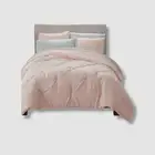 Serta Pink Simply Clean 5-Piece Blush Pink Pleated Bed in a Bag Twin/Twin XL