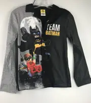LEGO BATMAN Kids Sleepwear Sz 10-12 Logo TEAM BATMAN Movie Black/Grey Shirt New