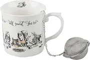 Victoria and Albert Alice in Wonderland Porcelain High Tea Gift Set Mug Cup | with Stainless Steel Infuser| 300ml 10.14 fl oz