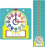 Junkin 25 Pcs Teaching Clock Kit, Clocks Practice Clocks for Kids Learning Time with Erasable Surface for Home School Classroom Supplies (Vivid Style)