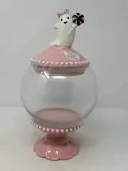 Cobwebs and Cauldrons Ghost On Pink Halloween Glass & Ceramic Candy jar Pedestal