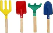 4pcs Garden Planting Tools Fork Shovel Rake for Outdoor Fun with Handles for Little Hands Garden Play Random Color