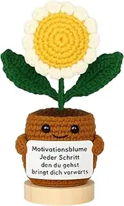 Glücksmoment - The Original | Handmade Crochet Flower | & Lucky Charm | Comfort Dispenser, Motivation & Anti-Stress | Pocket Hug, Courage, Soul Comforter | Emotional Support (Chamomile)