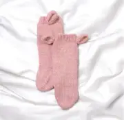 Handmade Alpaca Baby Llama Knit Socks Pink Knitted Baby Booties Baby Leg Warmers