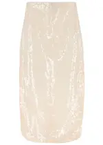 A.W.A.K.E Mode Sheer Sequin Midi Skirt - Ivory - 40 (UK12 / M) 40 (UK12 / M)