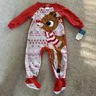 Rudolph the Red Nosed Reindeer Sleeper 18M Footie Pajamas Christmas Plush
