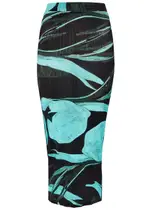 Louisa Ballou Floral-print Stretch-jersey Midi Skirt - Blue - L (UK14 / L) L (UK14 / L)